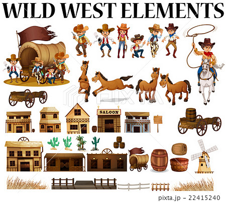 Wild West Cowboys And Buildingsのイラスト素材