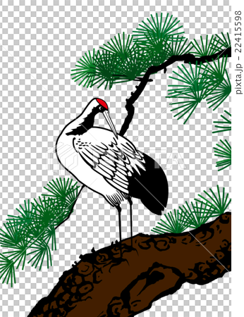 Pine, white crane, flowers and birds 22415598