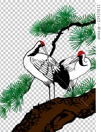 心形雙鶴松樹白鶴花鳥 22415611