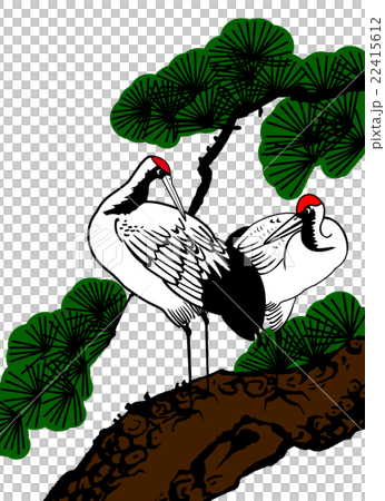 心形雙鶴松樹白鶴花鳥 22415612