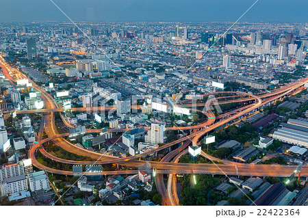 Aerial view highway interchanged night view Aerial view highway interchanged night view 22422364