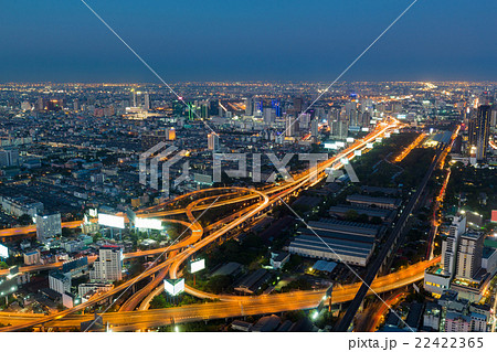Twilight, highway interchanged night view 22422365