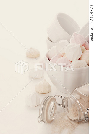 homemade colored meringue, sugar and eggs 22424373