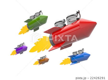 Robots flying on the rocket. Challenge metaphor Robots flying on the rocket. Challenge metaphor 22426291