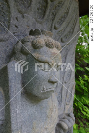 信州の文化財　名工　守屋貞治の石仏　大聖不動明王像　半身縦左俯瞰　長野県伊那市高遠　三峯川畔 22426520