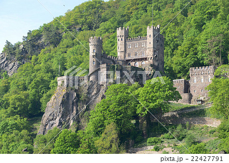 新緑に映えるラインシュタイン城の写真素材