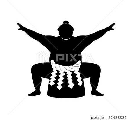 大相撲力士四股踏み姿のシルエット素材のイラスト素材