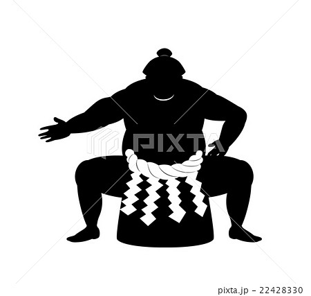 大相撲力士四股踏み姿のシルエット素材のイラスト素材