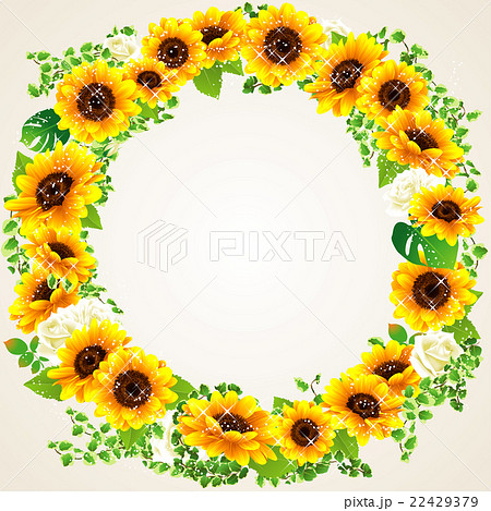向日葵の夏らしい綺麗なフレームのイラスト素材 22429379 Pixta