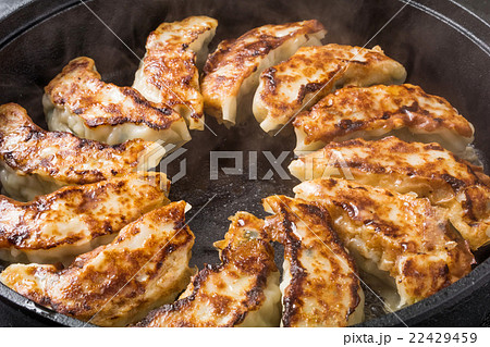 焼き餃子　 Delicious pot sticker Chinese food 22429459