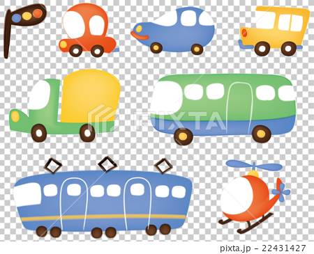子供の好きな乗り物 車 バス トラック 電車 ヘリ Bのイラスト素材