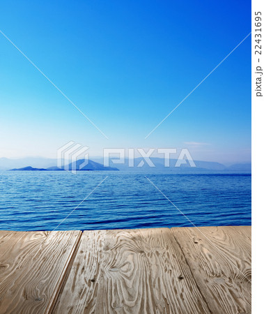 Seascape, rustic table background 22431695