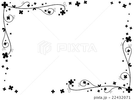 モノクロの花のシンプルフレームのイラスト素材 22432071 Pixta