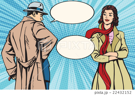 Man and woman in autumn talking on the street Man and woman in autumn talking on the street 22432152