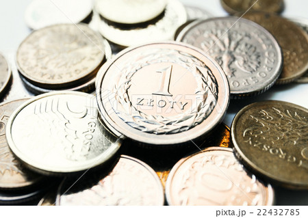 Polish zloty coins, close up 22432785