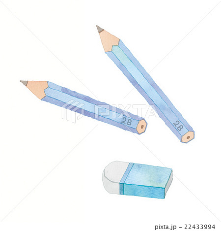 鉛筆と消しゴムのイラストのイラスト素材