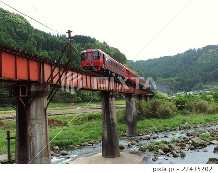 久大本線　第4玖珠川橋りょうを走行する、特急ゆふ号、博多行 22435202