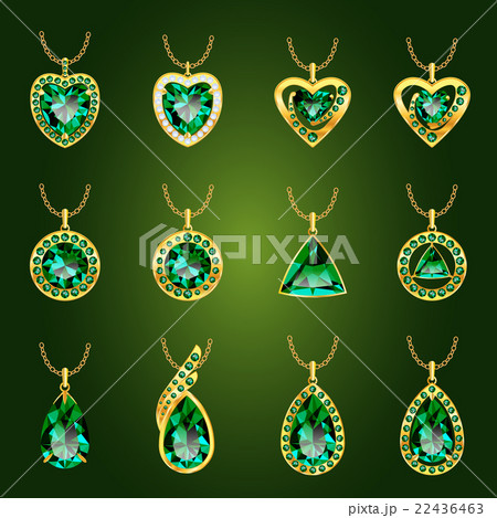 Set of green emerald pendants  22436463