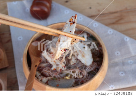 Chicken noodle and soup in bowl delicious. Chicken noodle and soup in bowl delicious. 22439108