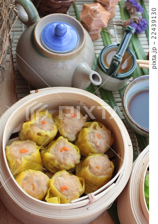 Chinese steamed dumpling and hot tea delicious. Chinese steamed dumpling and hot tea delicious. 22439130