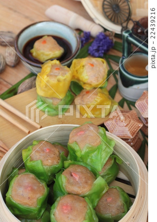 Chinese steamed dumpling and hot tea delicious. Chinese steamed dumpling and hot tea delicious. 22439216