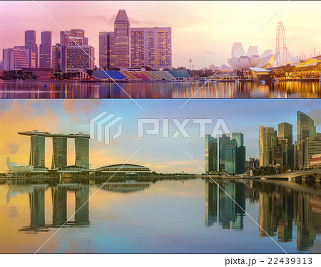 Beautiful cityscape set and collage of Marina Bay Beautiful cityscape set and collage of Marina Bay 22439313