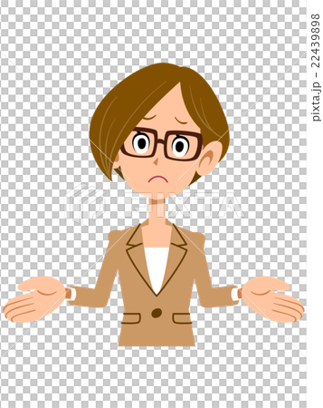 A woman wearing glasses and wearing a suit gets shocked A woman wearing glasses and wearing a suit gets shocked 22439898