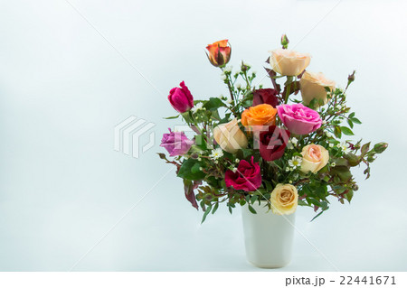 Vase of Roses bouquet on white background 22441671