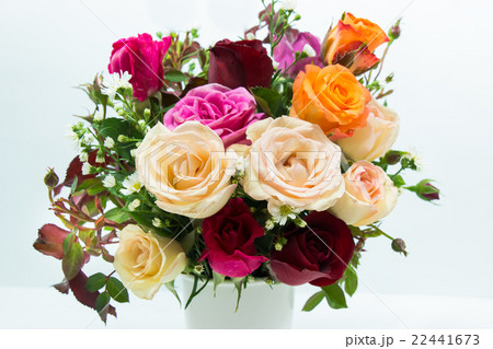 Vase of Roses bouquet on white background 22441673