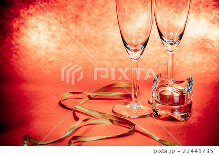 Glass Champagne and light of Candlestick. Glass Champagne and light of Candlestick. 22441735