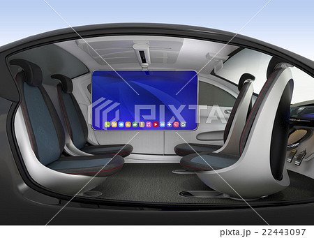 天吊りモニターが備える自動運転車のインテリアイメージ 天吊りモニターが備える自動運転車のインテリアイメージ 22443097