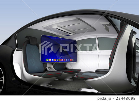 天吊りモニターが備える自動運転車のインテリアイメージ 天吊りモニターが備える自動運転車のインテリアイメージ 22443098