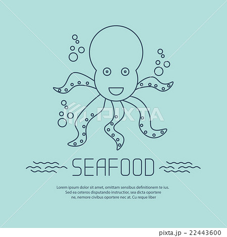 Seafood icon with octopus and bubbles Seafood icon with octopus and bubbles 22443600