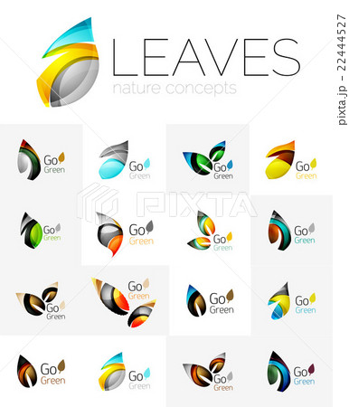 Futuristic design eco leaf logo set 22444527