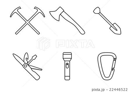 Camping equipment outline icons Camping equipment outline icons 22446522
