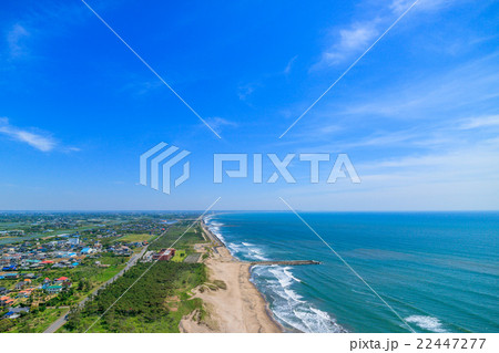 匝瑳市野手浜海水浴場付近を空撮 22447277