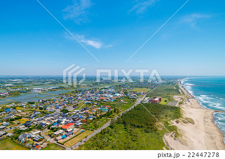 匝瑳市野手浜海水浴場付近を空撮 22447278