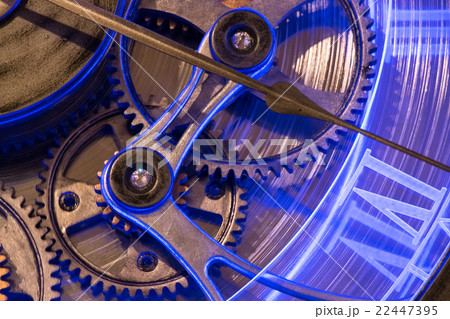 close up view gear of old bronze clock 22447395