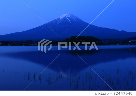 早朝の河口湖から富士を望む 22447946