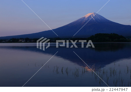 早朝の河口湖から富士を望む 22447947