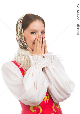 beautiful smiling russian girl in folk costume beautiful smiling russian girl in folk costume 22449125