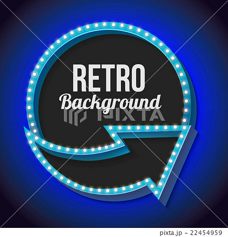 Volume retro circle with an arrow and light bulbs 22454959