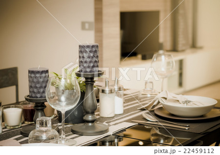restaurant set at Luxury Interior kitchen room,vintage tone 22459112