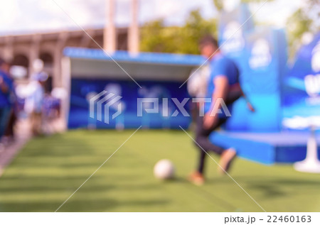 Abstract blurred photo of fan sport kicking the football at stadium, sport background concept 22460163