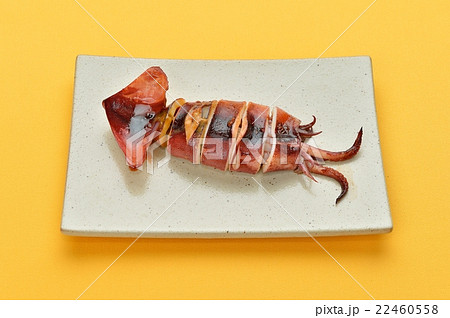 スルメイカのイカ焼き（焼きイカ）。露店風タレ焼き。 22460558