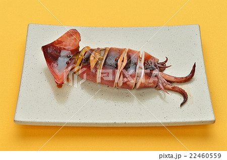 スルメイカのイカ焼き（焼きイカ）。露店風タレ焼き。 22460559