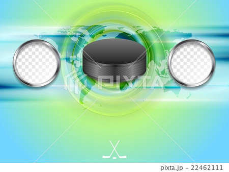 Bright abstract hockey background with black puck 22462111