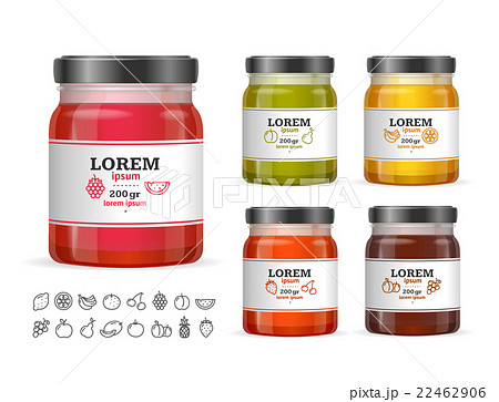 Jars Glass with Jam Template. Vector 22462906
