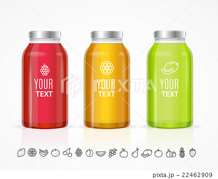 Colorful Juice Bottle Jar Template Set. Vector 22462909