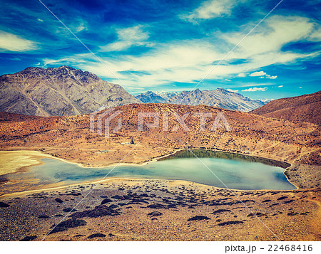 Dhankar lake in Himalayas. Dhankar, Spiti valley Dhankar lake in Himalayas. Dhankar, Spiti valley 22468416